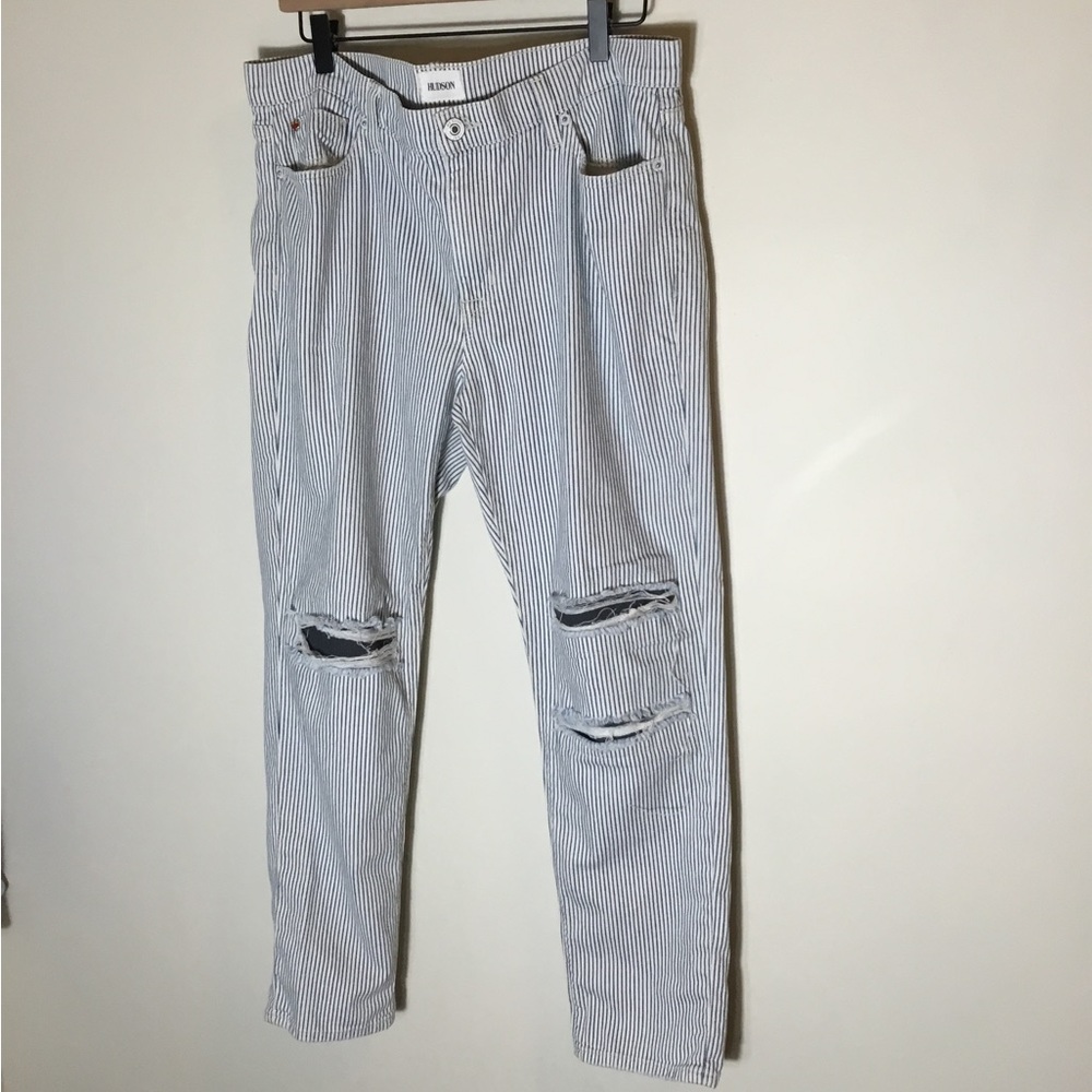 Hudson Jude‎ Slouch Skinny Crop Striped Jeans